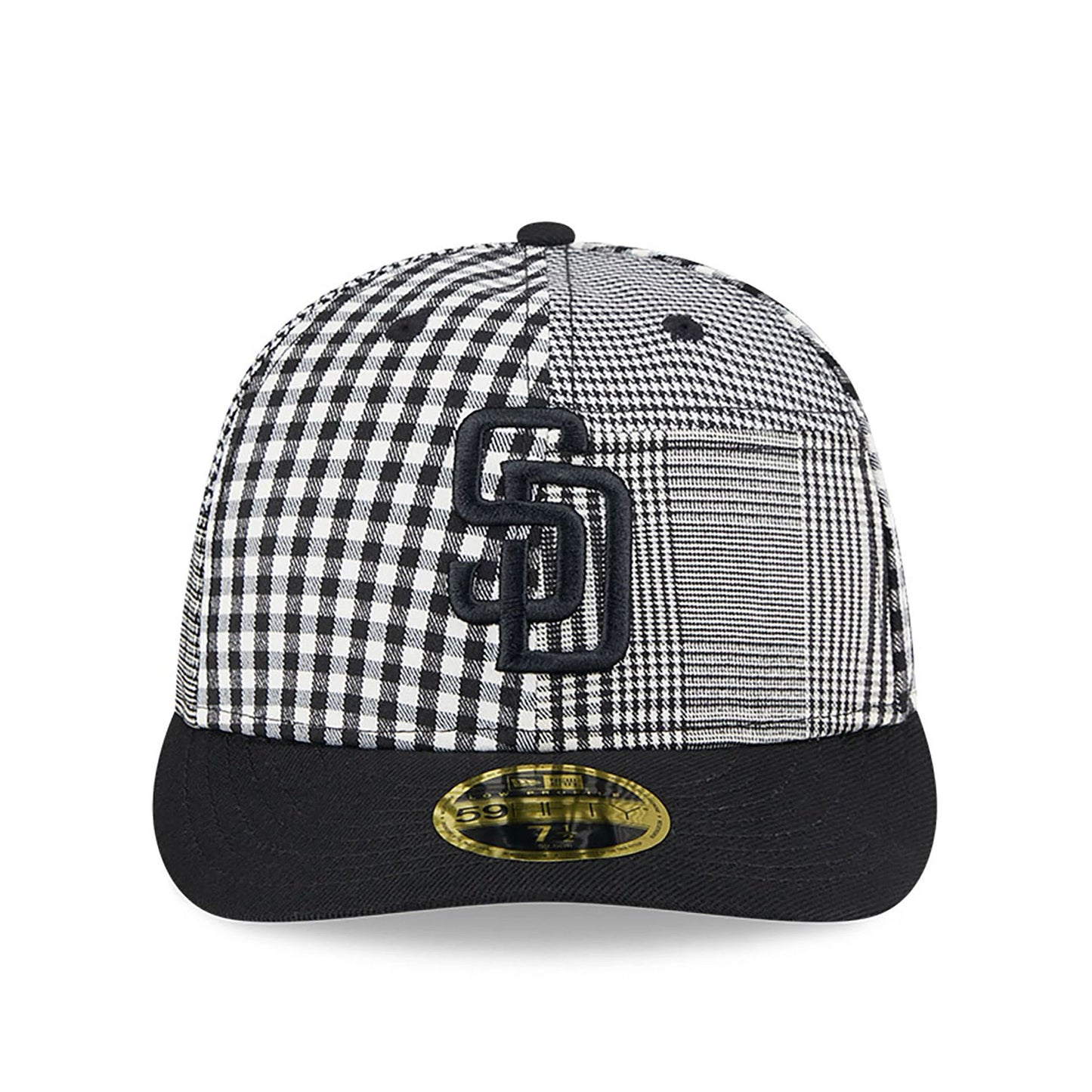 This is a San Diego Padres Patch Plaid Black Low Profile 59FIFTY Fitted Cap 3