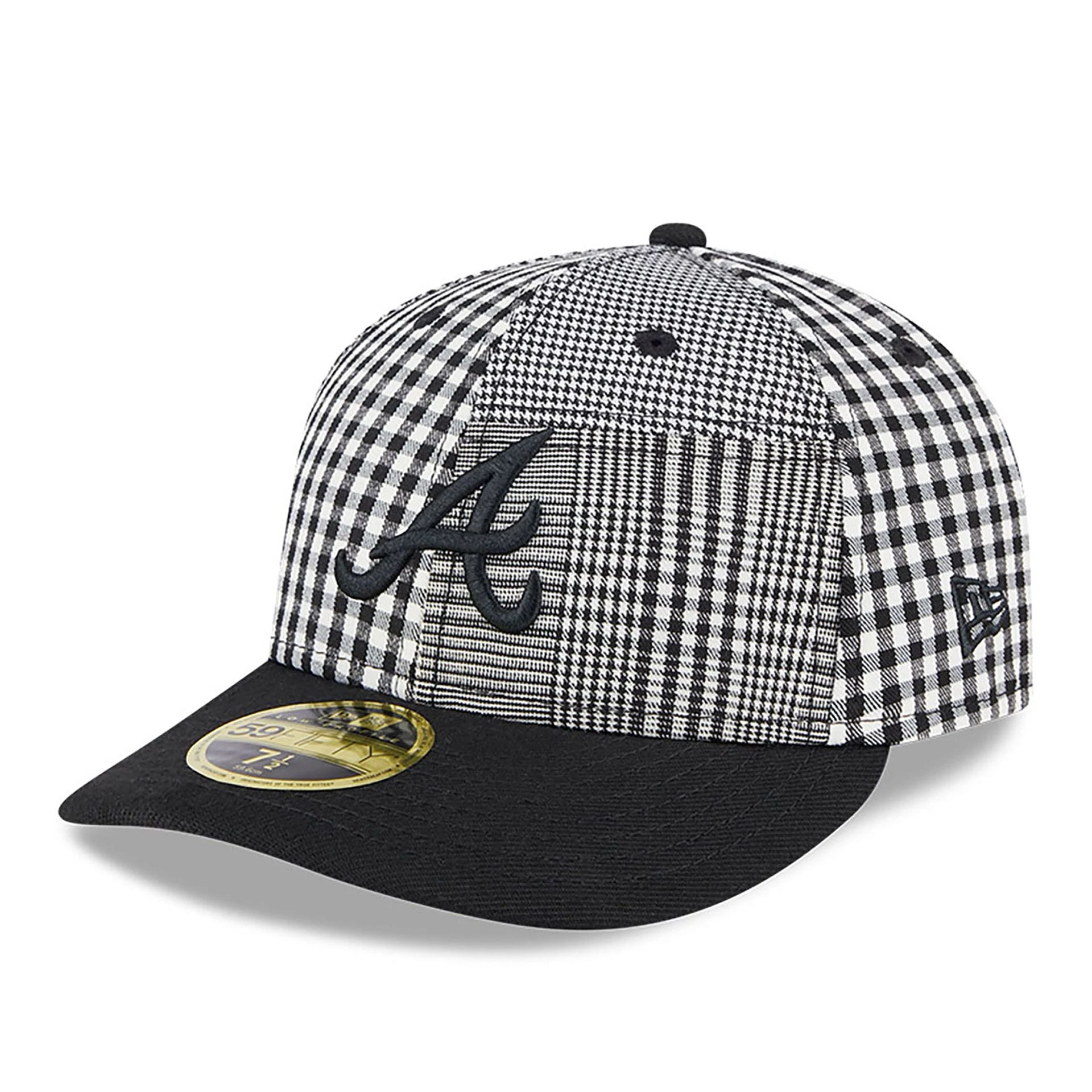 This is a Atlanta Braves Patch Plaid Black Low Profile 59FIFTY Fitted Cap 1