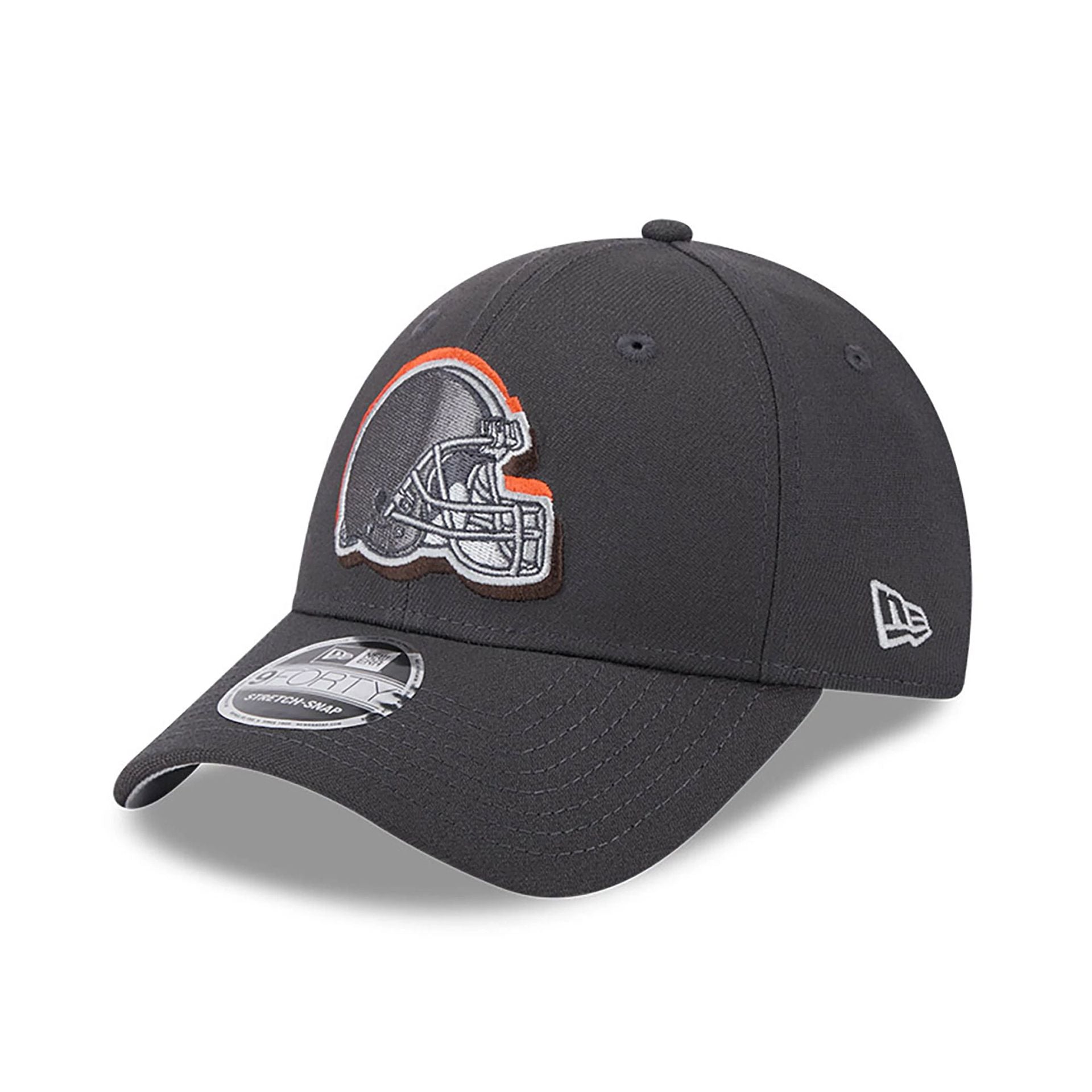 This is a Cleveland Browns NFL Draft 2024 Dark Grey 9FORTY Stretch-Snap Cap 4