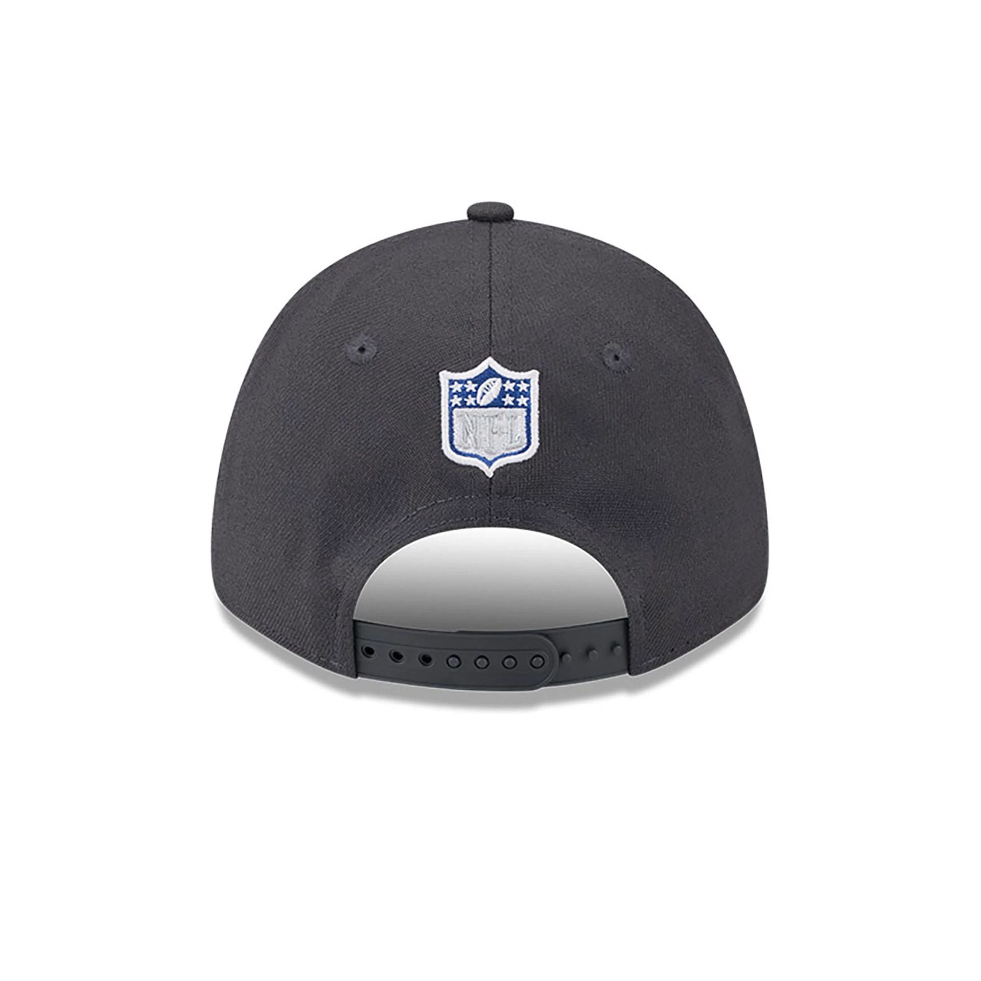 This is a Indianapolis Colts NFL Draft 2024 Dark Grey 9FORTY Stretch-Snap Cap 6