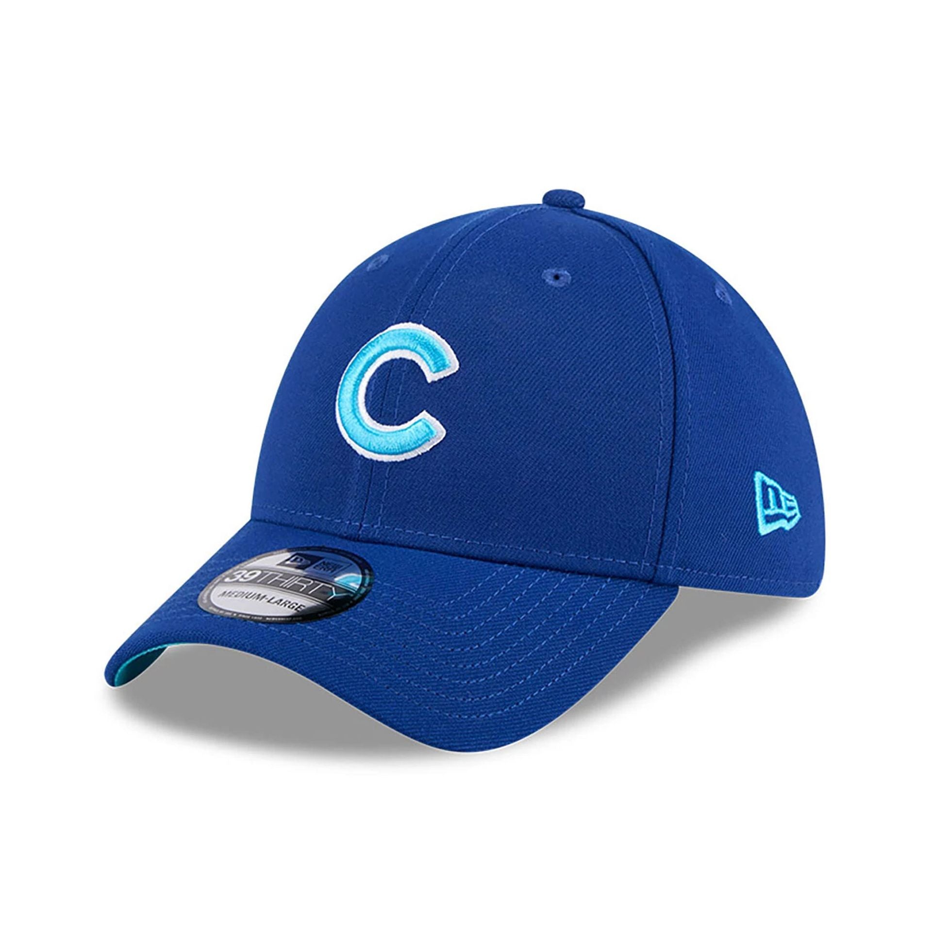 This is a Chicago Cubs MLB Father's Day 2024 Blue 39THIRTY Stretch Fit Cap 1