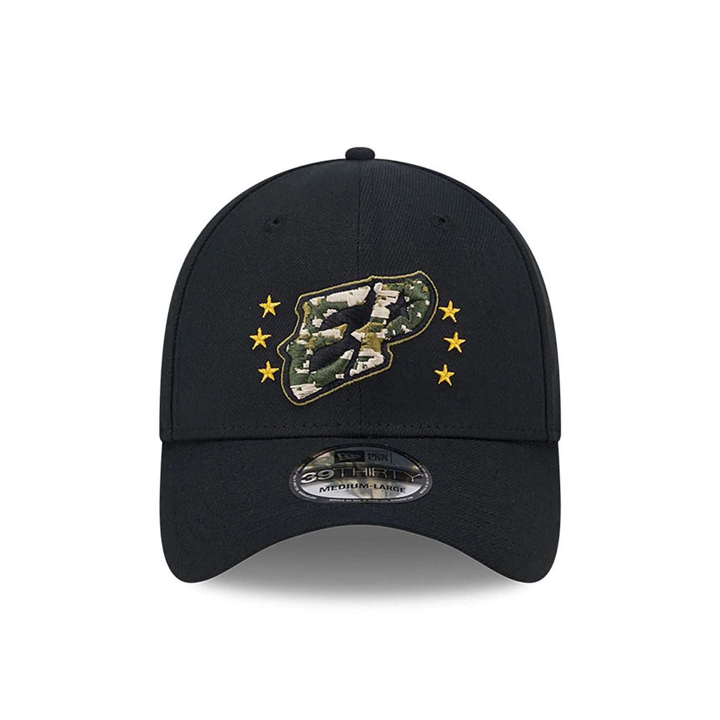 This is a El Paso Chihuahuas MiLB Armed Forces Day 2024 Black 39THIRTY Stretch Fit Cap 3