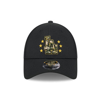 This is a LA Dodgers MLB Armed Forces Day 2024 Black 9FORTY Stretch Snap Cap 3