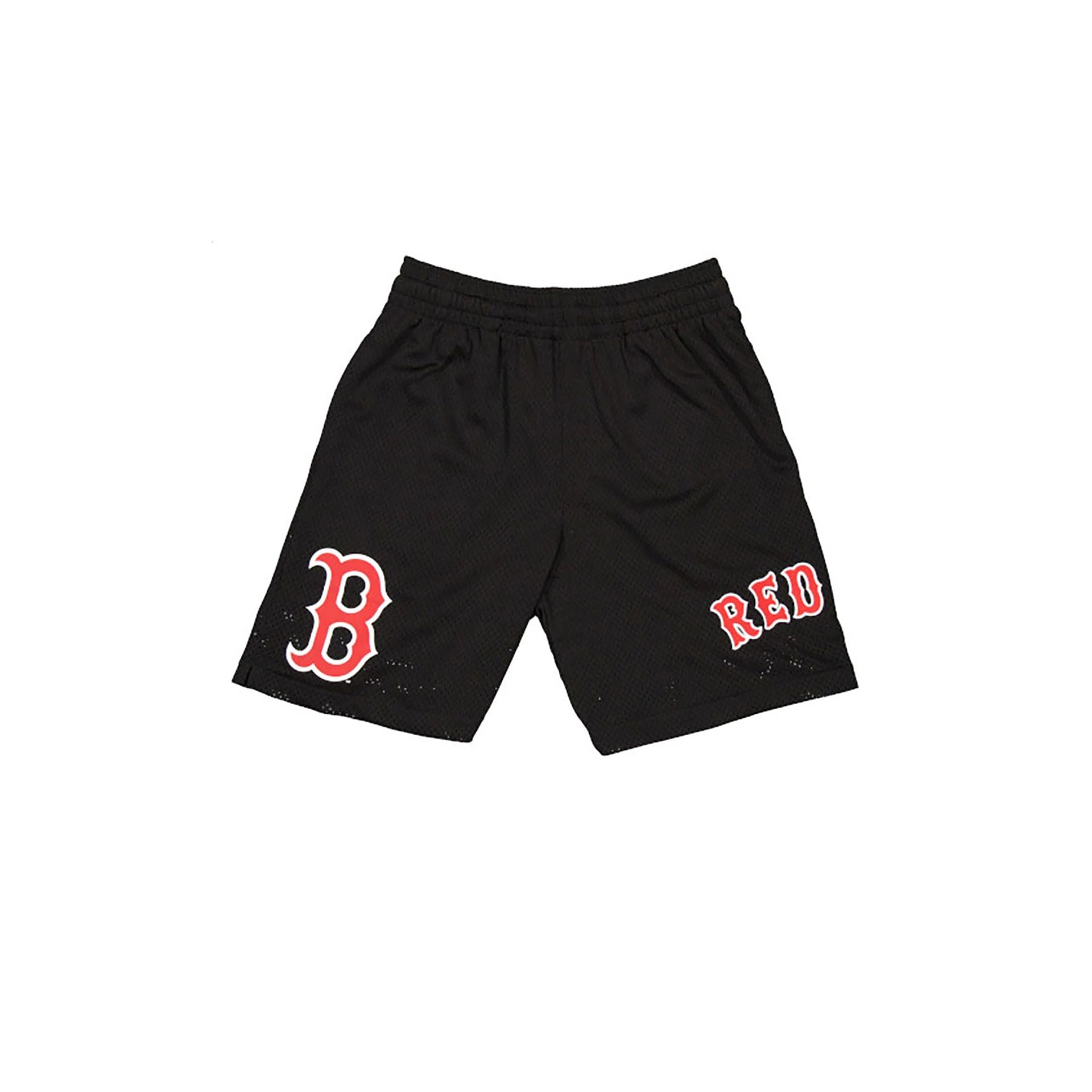 The Male model is wearing Boston Red Sox MLB Custom Black Mesh Shorts 1