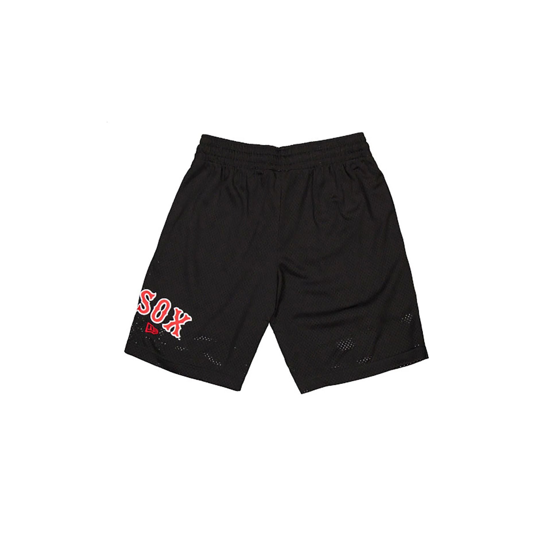 The Male model is wearing Boston Red Sox MLB Custom Black Mesh Shorts 2