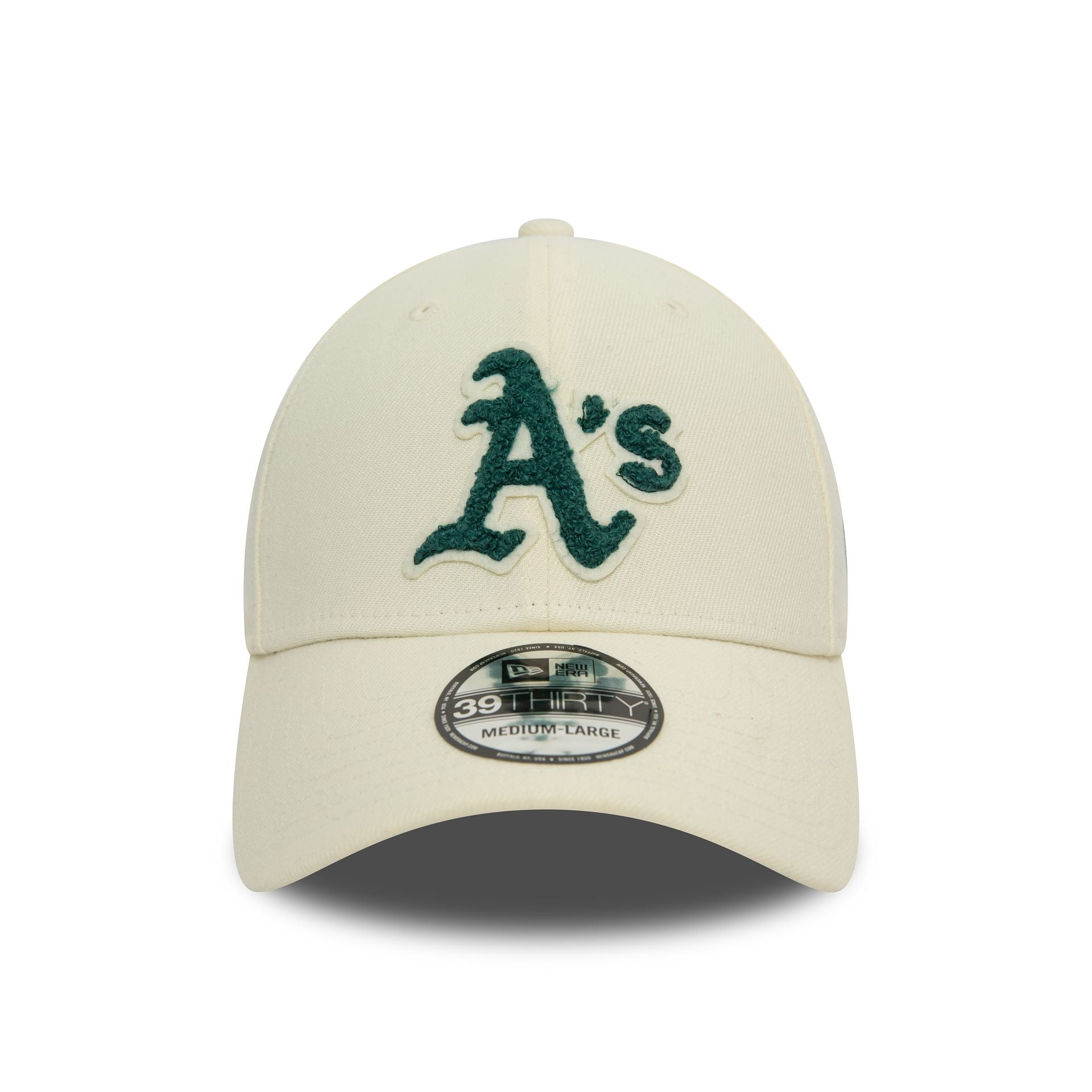 This is a Oakland Athletics Team Logo Boucle Off White 39THIRTY Stretch Fit Cap 2