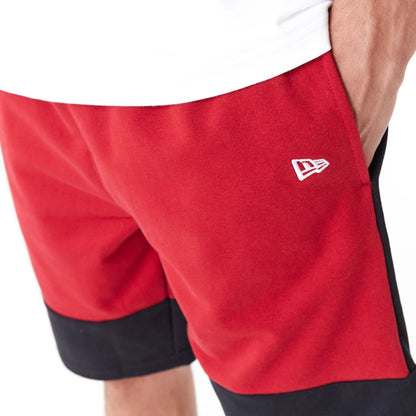 The Male model is wearing Miami Heat NBA Colour Block Dark Red Shorts 3