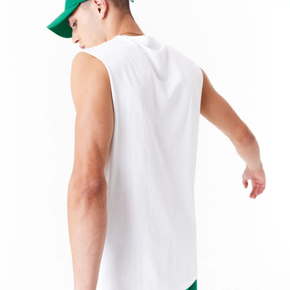 The Male model is wearing Boston Celtics Colour Block White Tank Top 4