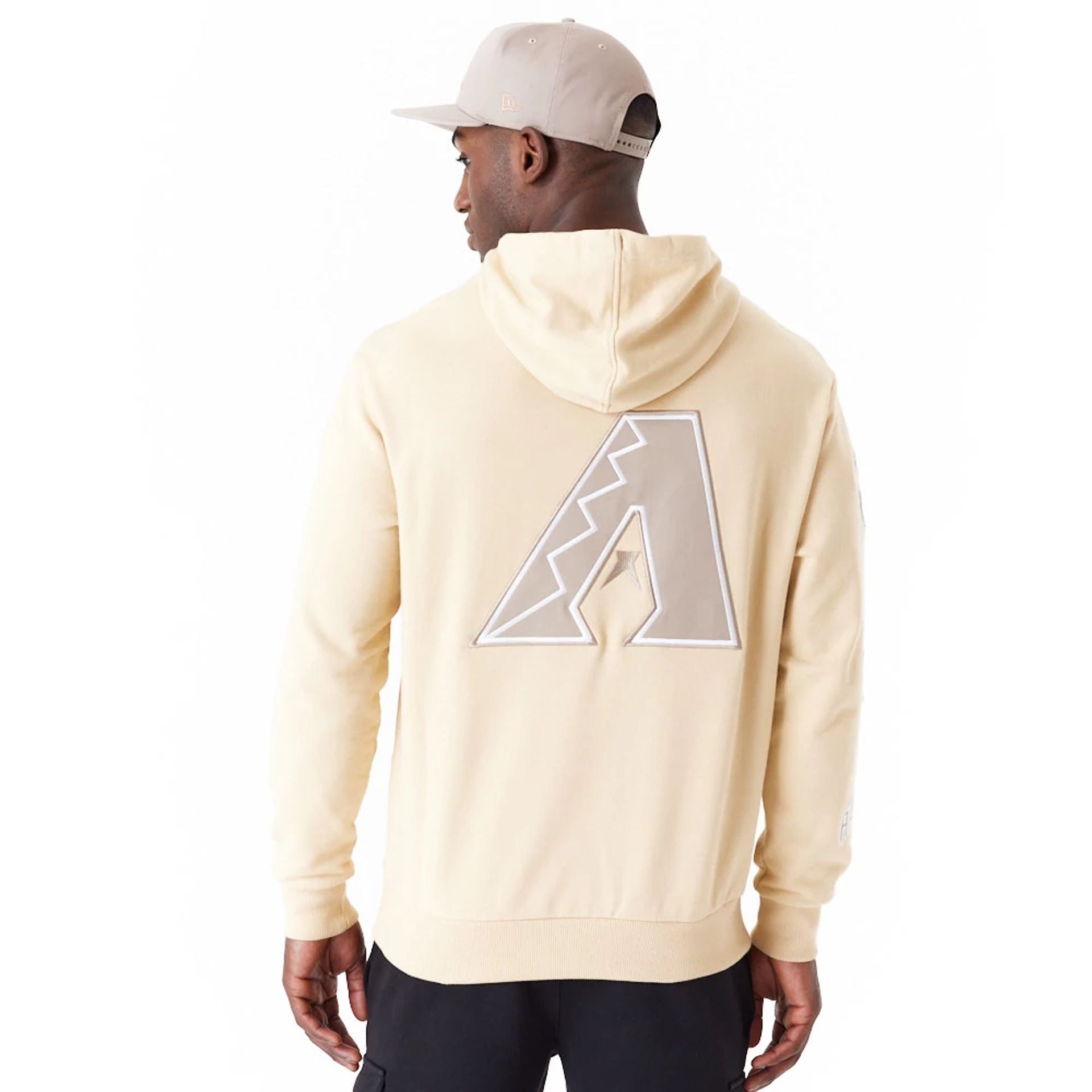 The Male model is wearing Arizona Diamondbacks MLB World Series Light Beige Oversized Pullover Hoodie 7