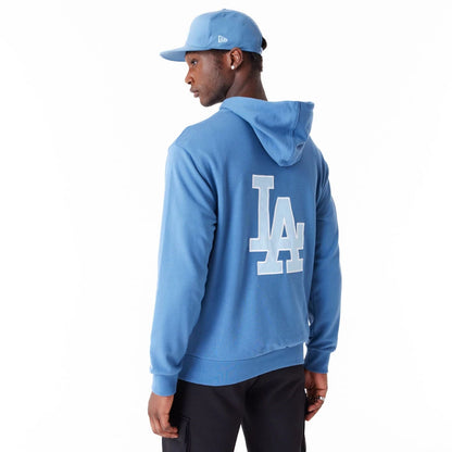 The Male model is wearing LA Dodgers MLB World Series Blue Oversized Pullover Hoodie 5