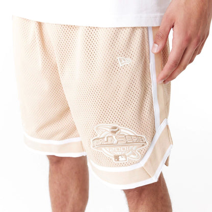 The Male model is wearing Arizona Diamondbacks World Series Light Beige Mesh Shorts 4