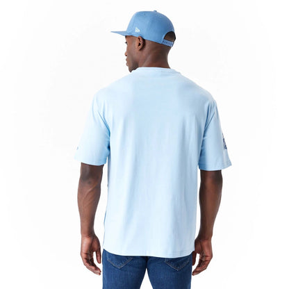 The Male model is wearing LA Dodgers World Series Pastel Blue Oversized T-Shirt 6