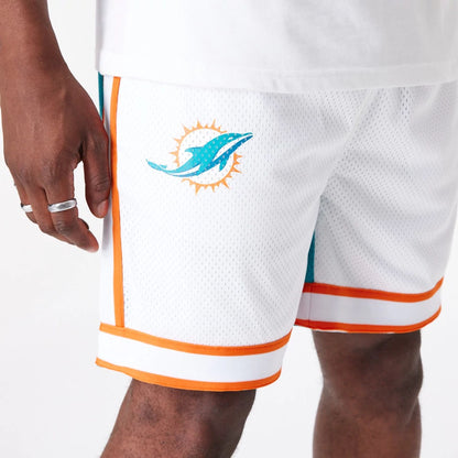 The Male model is wearing Miami Dolphins NFL Colour Block White Shorts 8