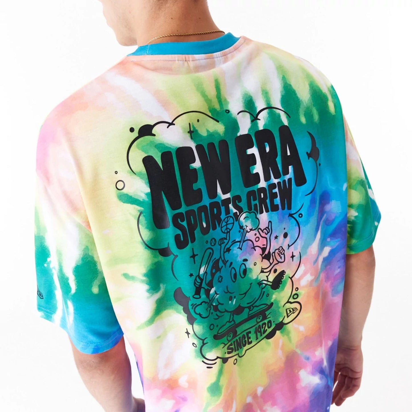 The Male model is wearing New Era Tie Dye Multi-Coloured Oversized T-Shirt 7