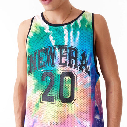 The Male model is wearing New Era Tie Dye Multi-Coloured Tank Top 2