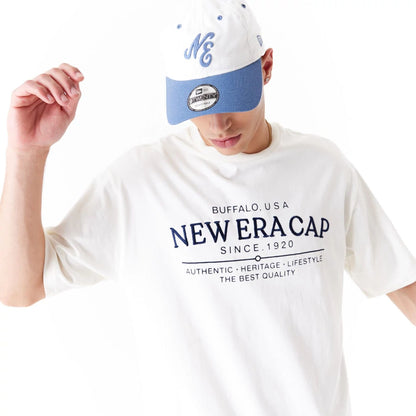 The Male model is wearing New Era Graphic White Oversized T-Shirt 5