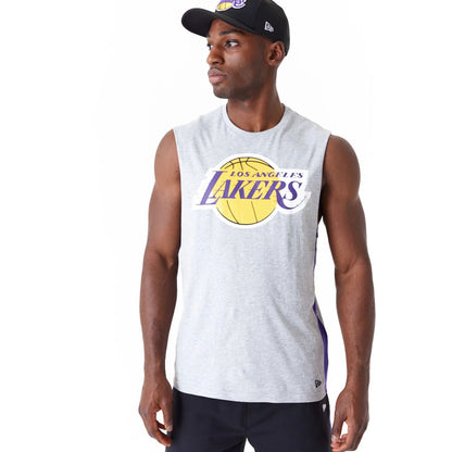 The Male model is wearing LA Lakers Colour Block Grey Vest 4