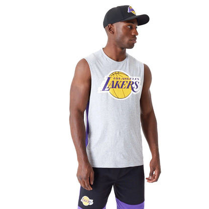 The Male model is wearing LA Lakers Colour Block Grey Vest 5