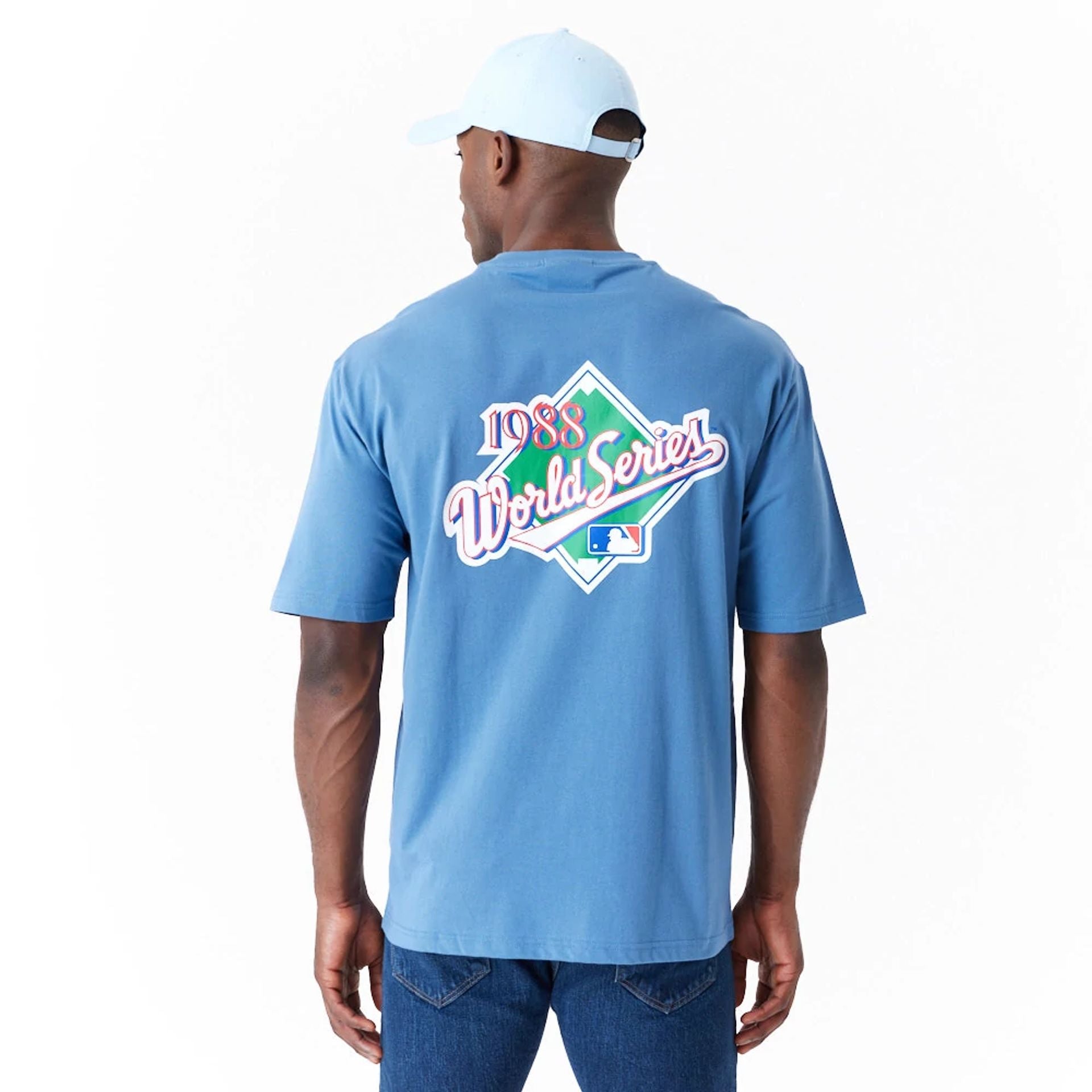 The Male model is wearing LA Dodgers MLB World Series Blue Oversized T-Shirt 2