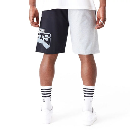 The Male model is wearing Brooklyn Nets NBA Graphic Grey Shorts 2