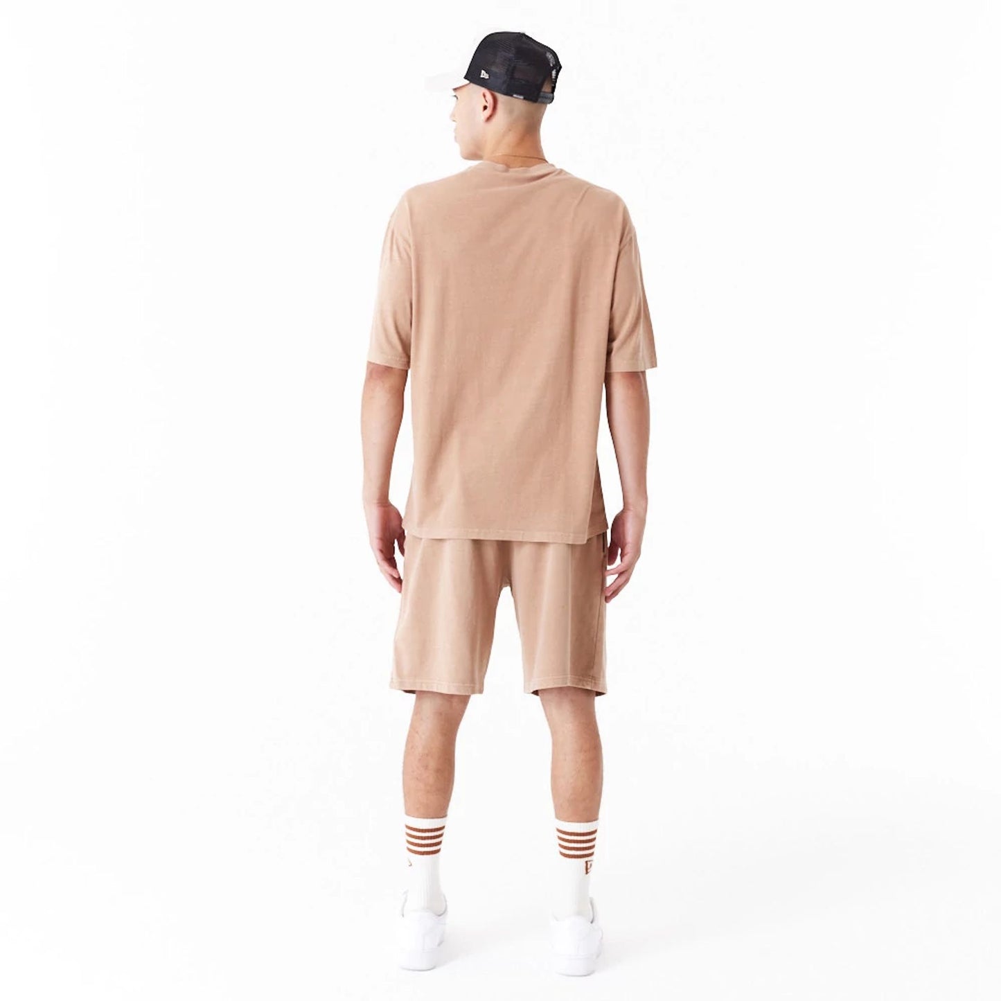 The Male model is wearing New Era Washed Orange Oversized T-Shirt 6