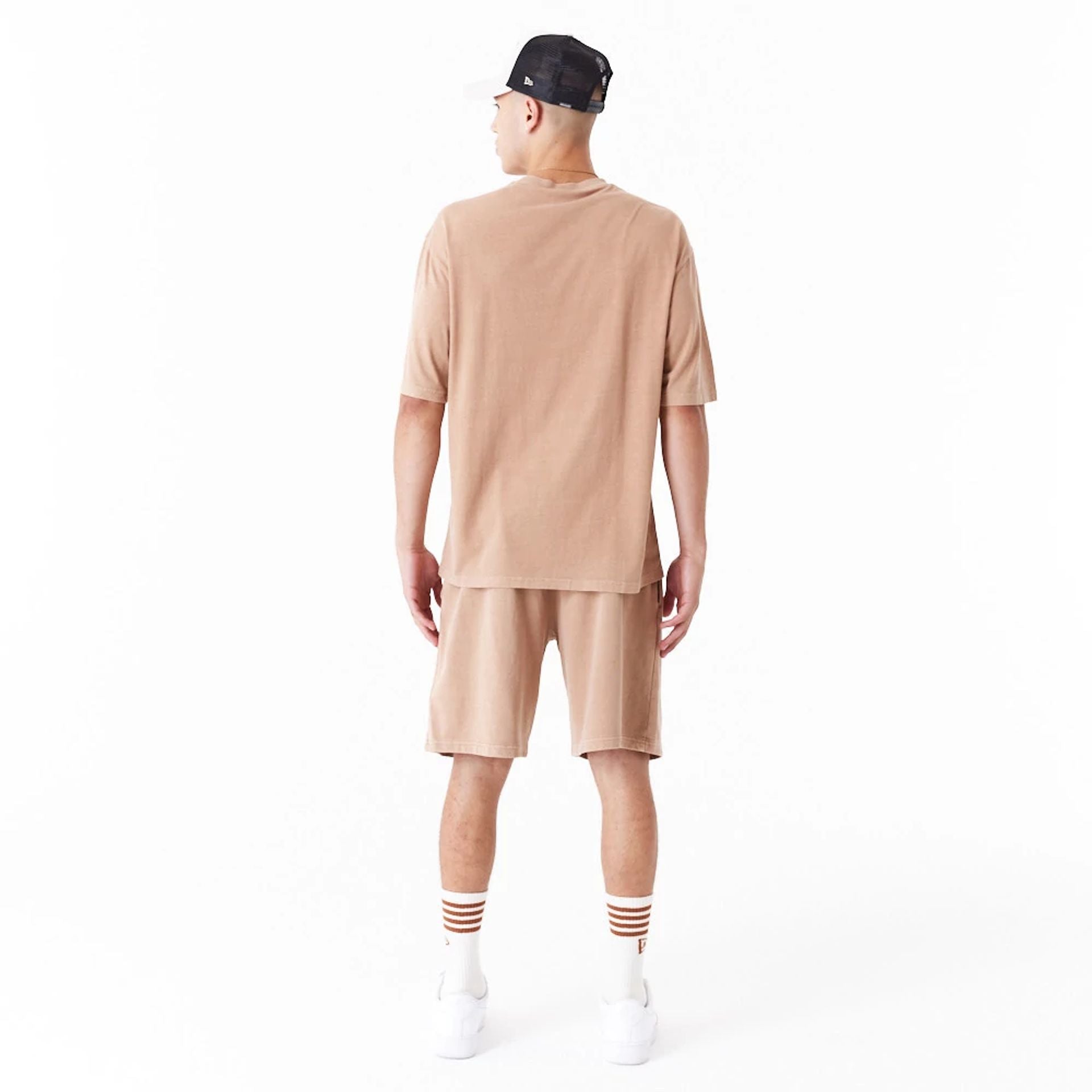 The Male model is wearing New Era Washed Orange Oversized T-Shirt 6