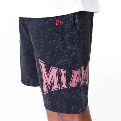 The Male model is wearing Miami Heat NBA Washed Black Shorts 6