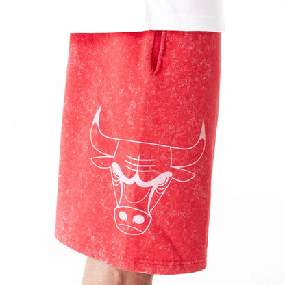 The Male model is wearing Chicago Bulls NBA Washed Red Shorts 9