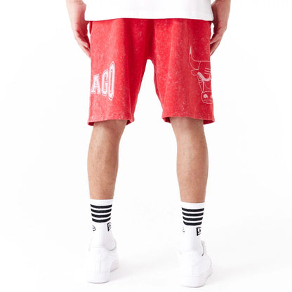 The Male model is wearing Chicago Bulls NBA Washed Red Shorts 2