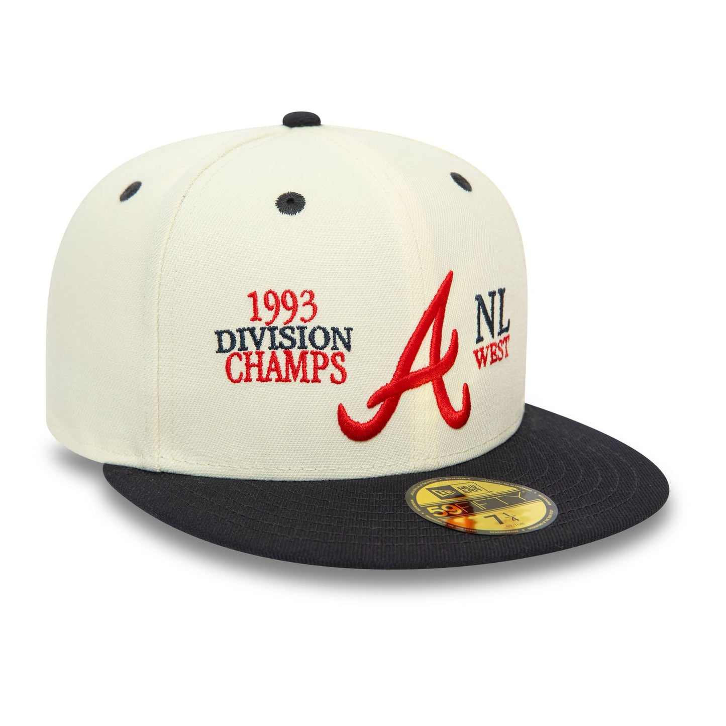 This is a Atlanta Braves MLB 93 Division Chrome White 59FIFTY Fitted Cap 1