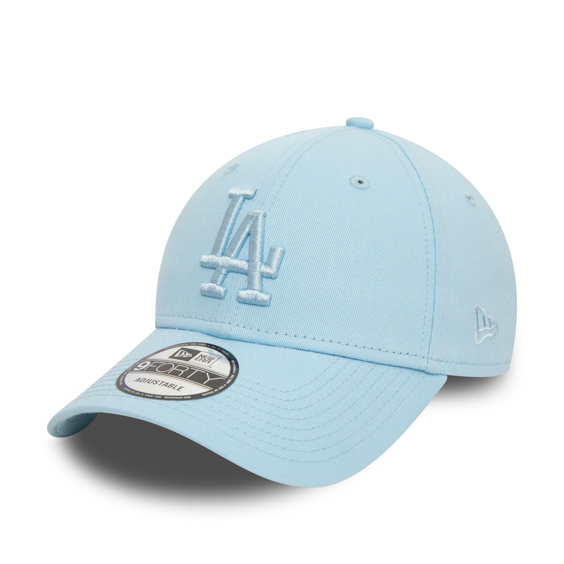 This is a LA Dodgers League Essential Pastel Blue 9FORTY Adjustable Cap 1