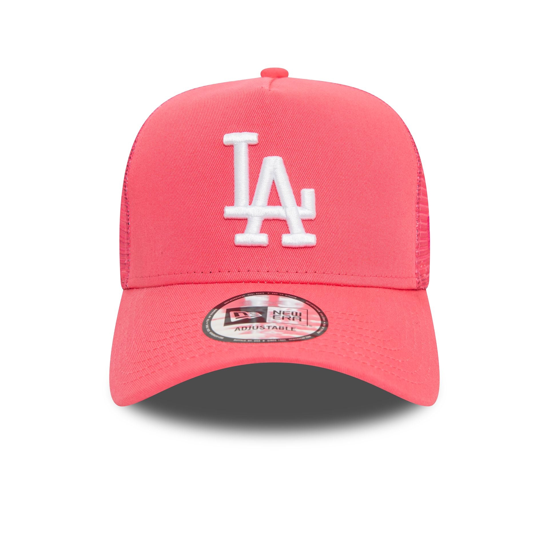 This is a LA Dodgers League Essential Pink A-Frame Trucker Cap 2