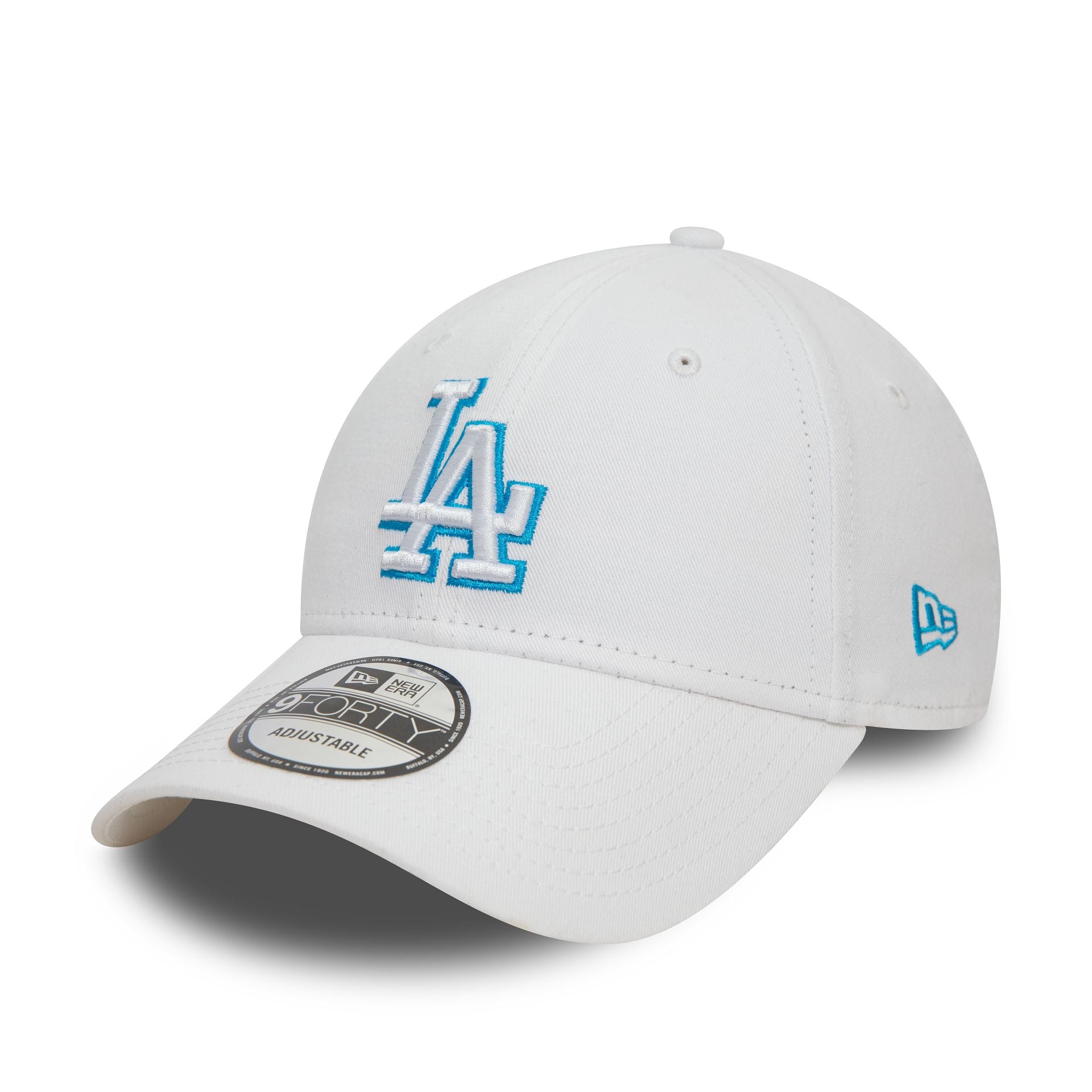 This is a LA Dodgers Team Outline White 9FORTY Adjustable Cap 1