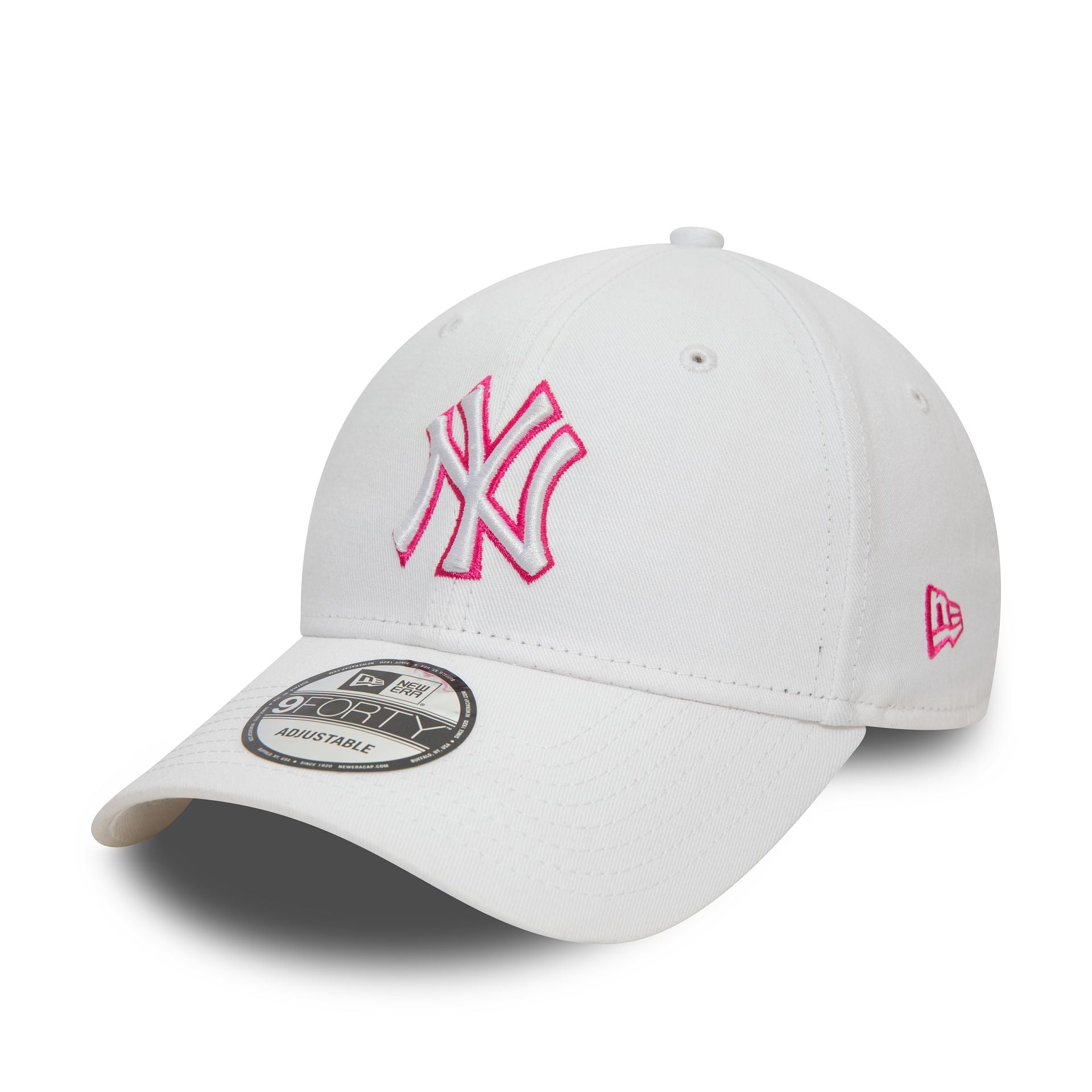 This is a New York Yankees Team Outline White 9FORTY Adjustable Cap 1