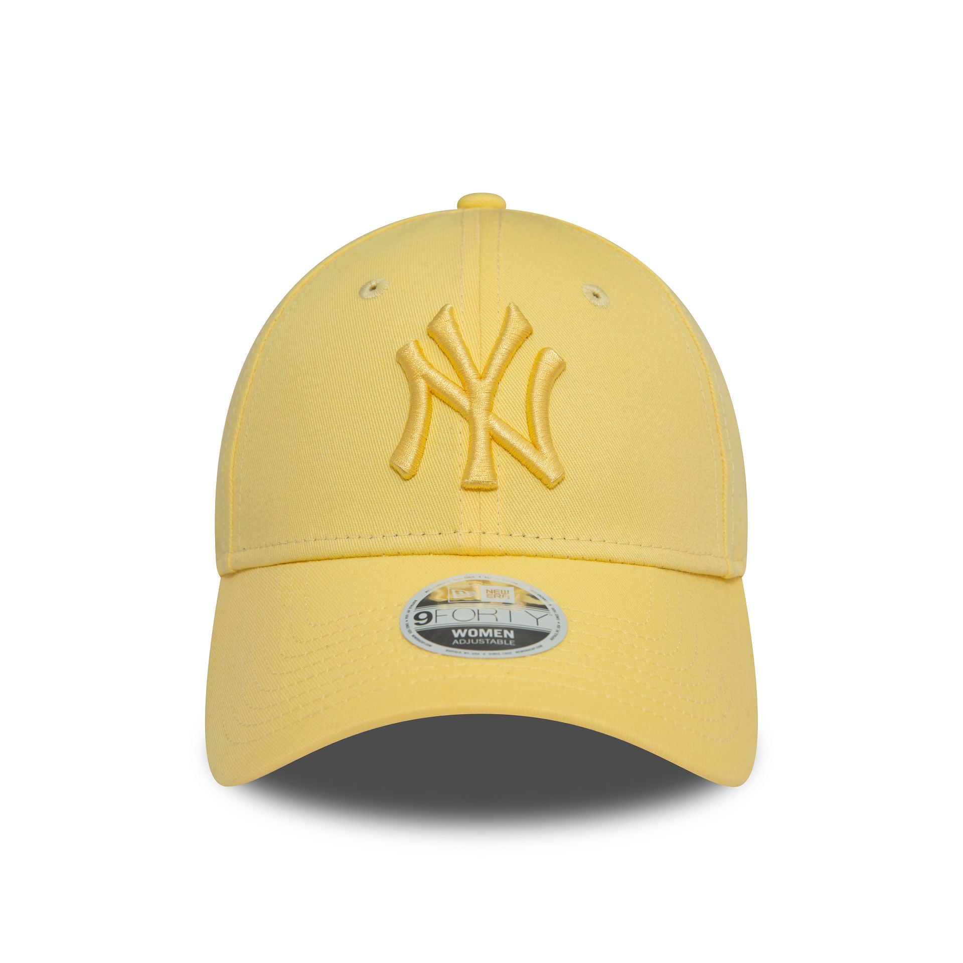 This is a New York Yankees Womens League Essential Pastel Yellow 9FORTY Adjustable Cap 2