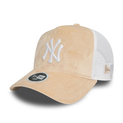 This is a New York Yankees Womens Velour Stone A-Frame Trucker Cap 1