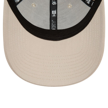 This is a New Era Basketball Pizza Repreve Light Beige 9FORTY Adjustable Cap 5