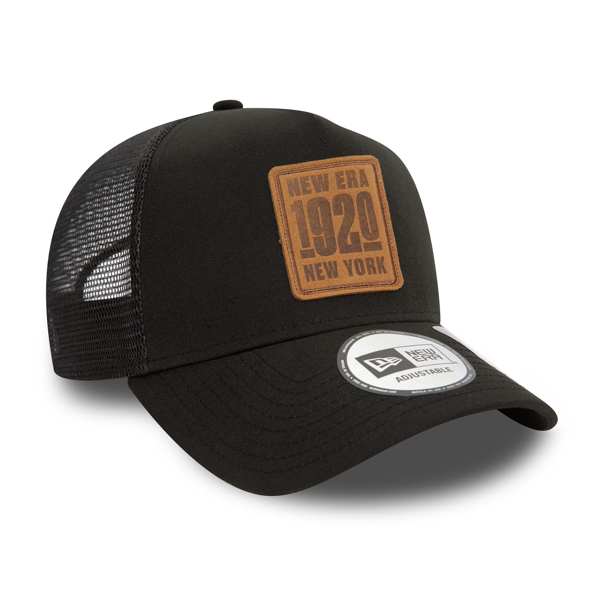 This is a New Era Repreve Black A-Frame Trucker Cap 3