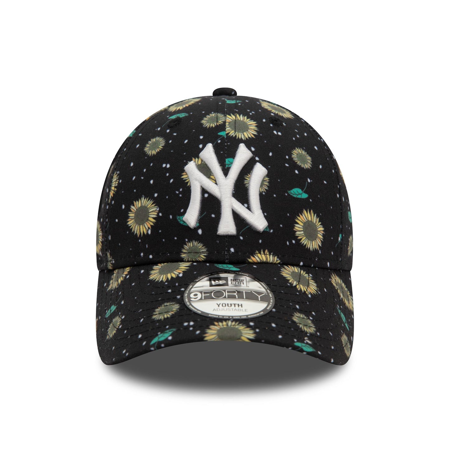 This is a New York Yankees Youth Floral All Over Print Black 9FORTY Adjustable Cap 2