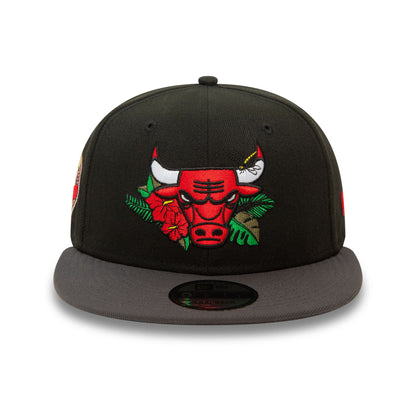 This is a Chicago Bulls NBA Floral Black 9FIFTY Snapback Cap 2