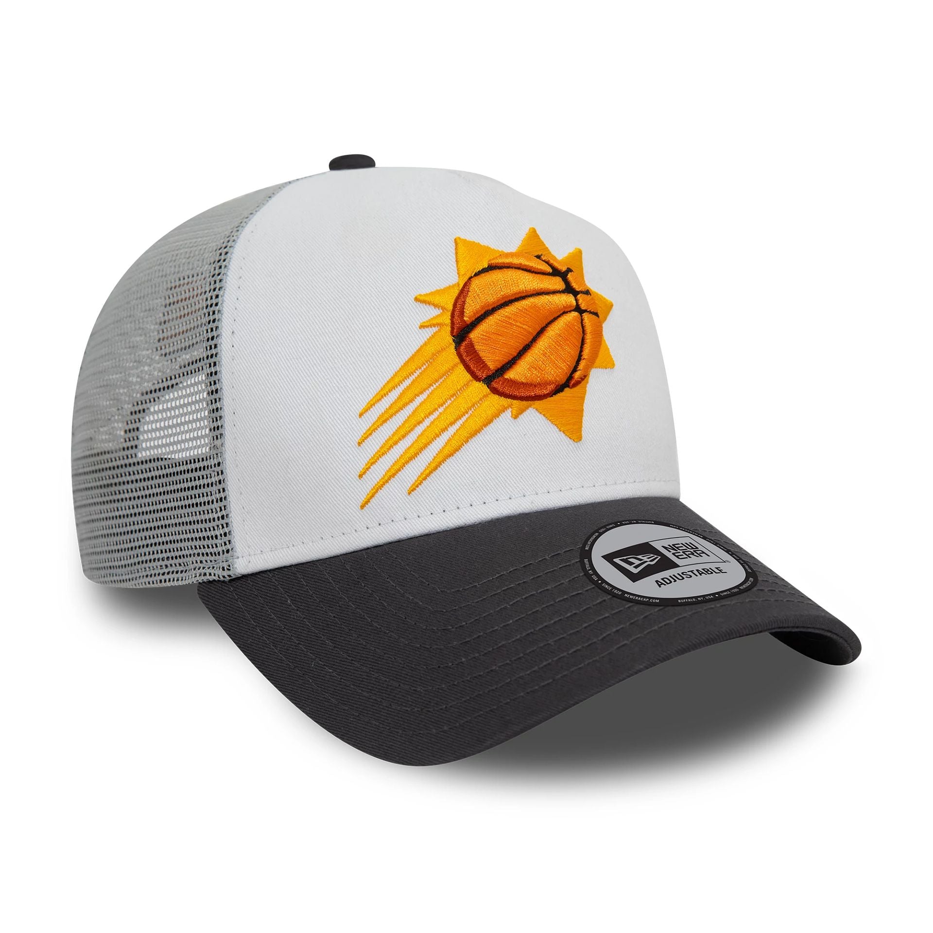 This is a Phoenix Suns NBA Dark Grey 9FORTY A-Frame Trucker Cap 3