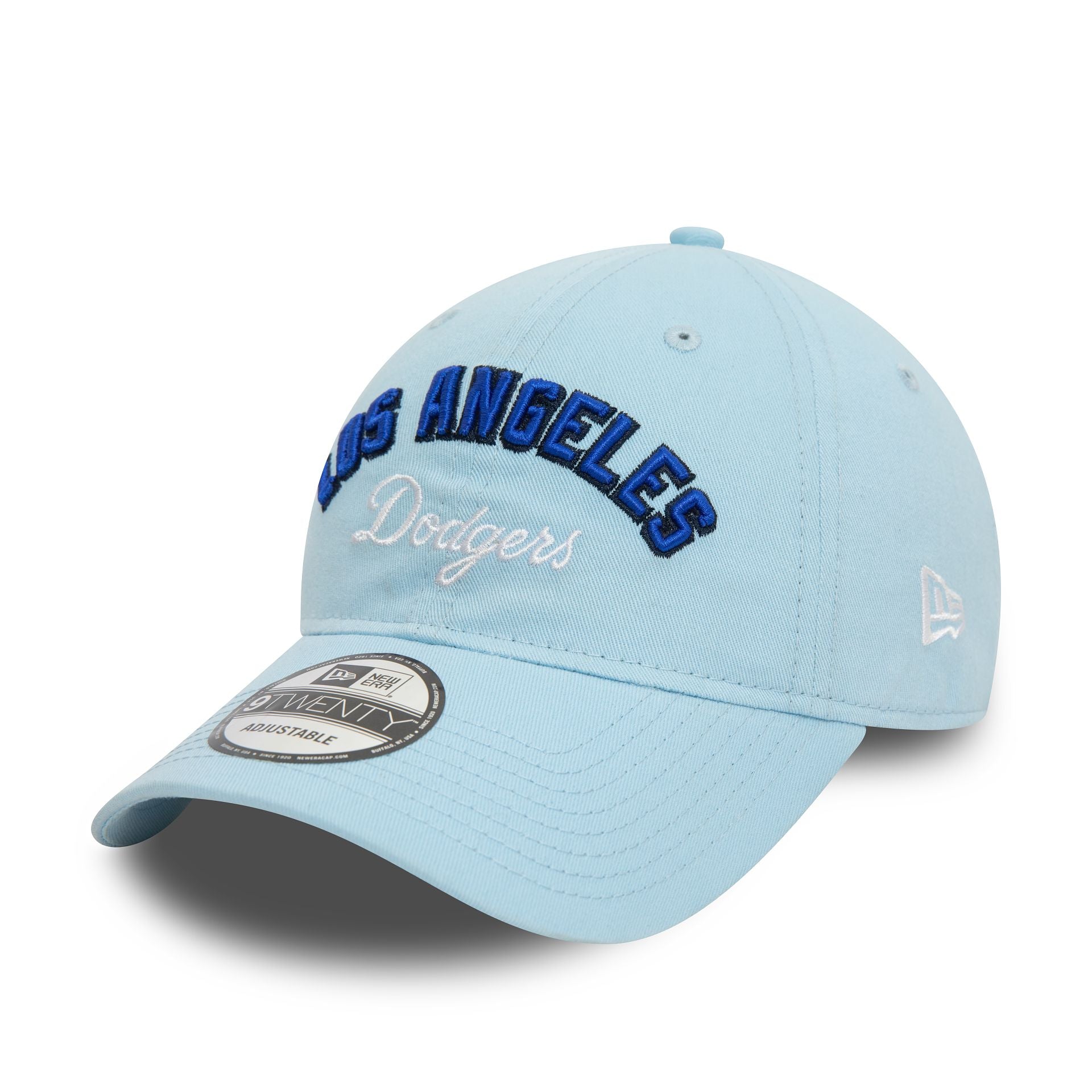 This is a LA Dodgers MLB Wordmark Pastel Blue 9TWENTY Adjustable Cap 1