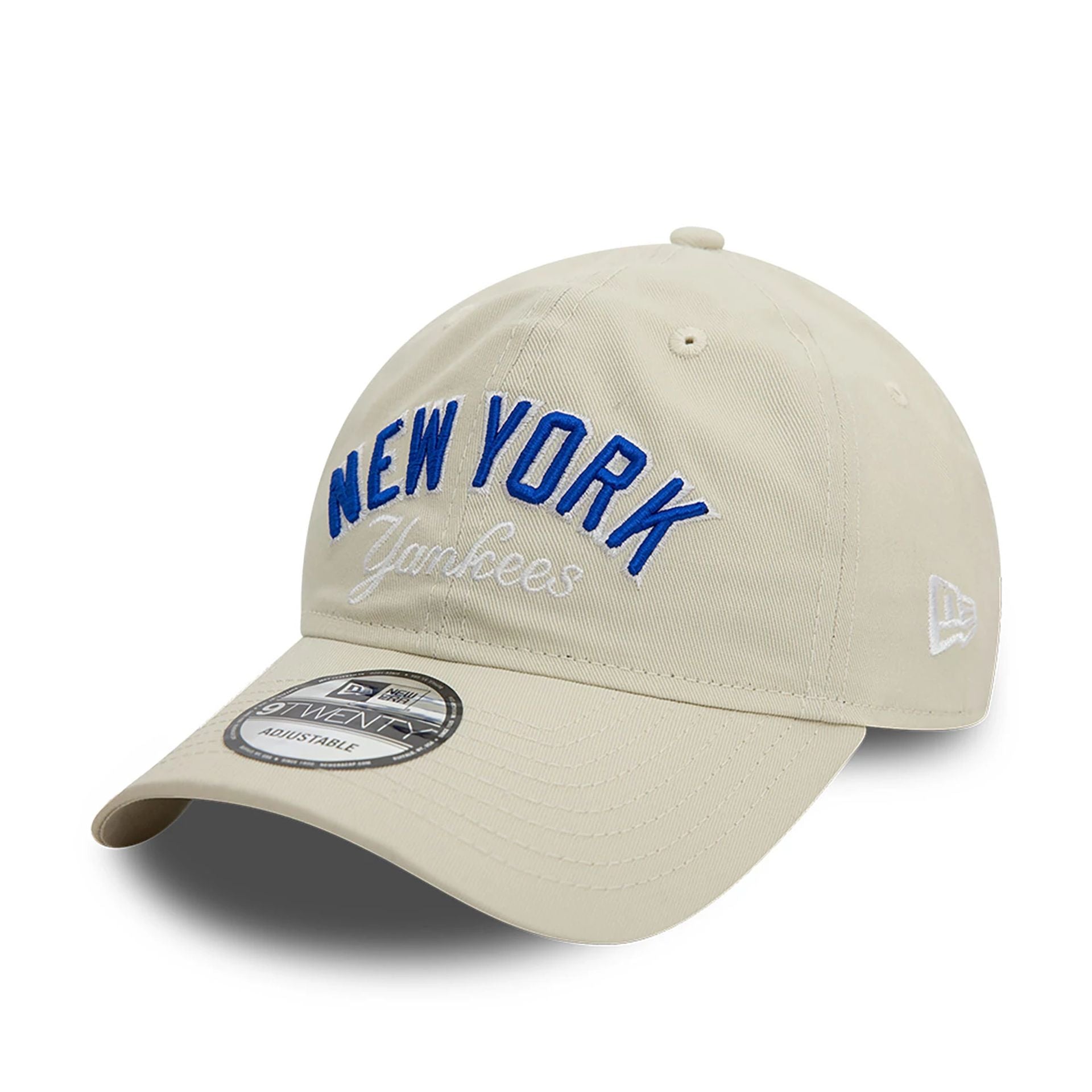 This is a New York Yankees MLB Wordmark Off White 9TWENTY Adjustable Cap 1