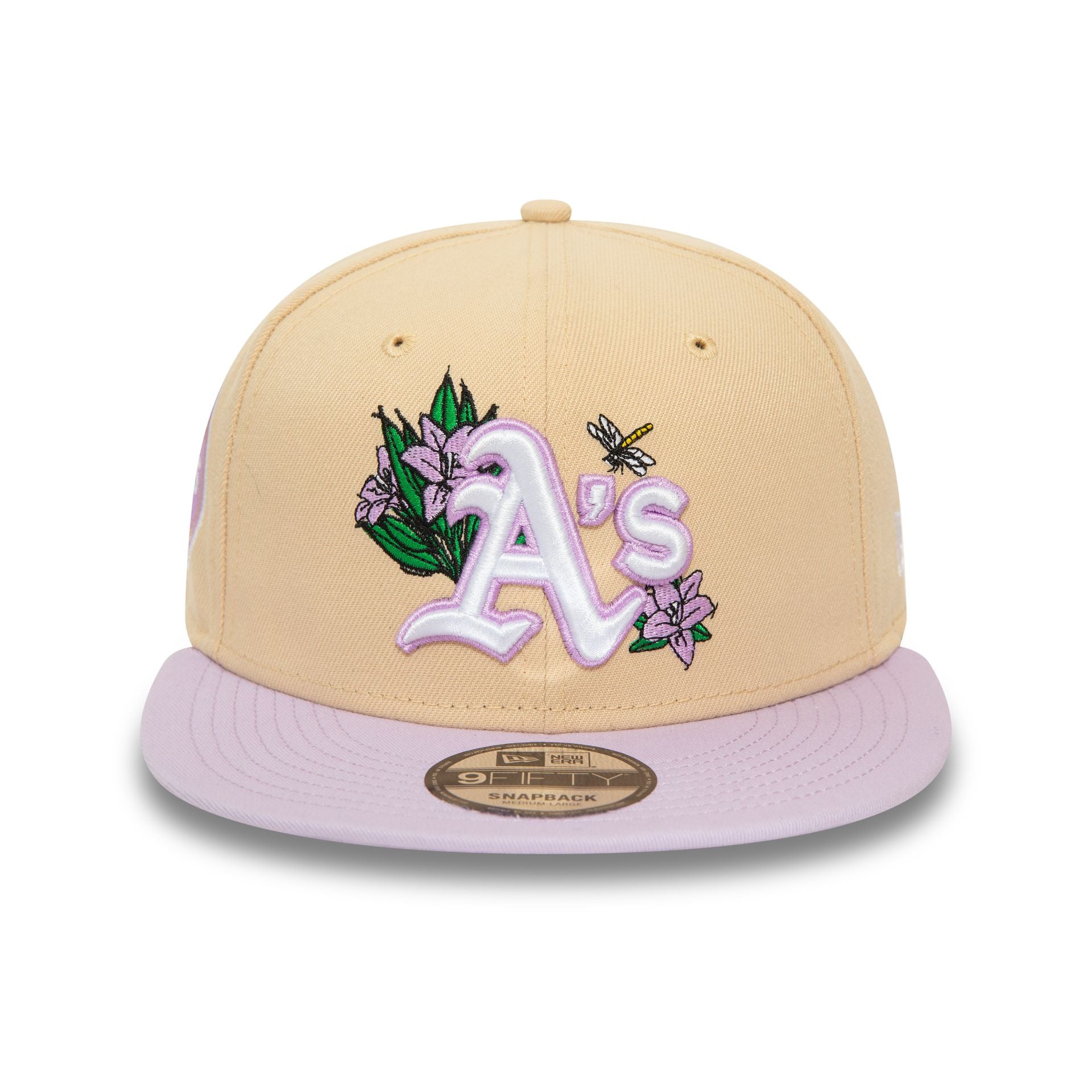 This is a Oakland Athletics MLB Floral Light Beige 9FIFTY Snapback Cap 2