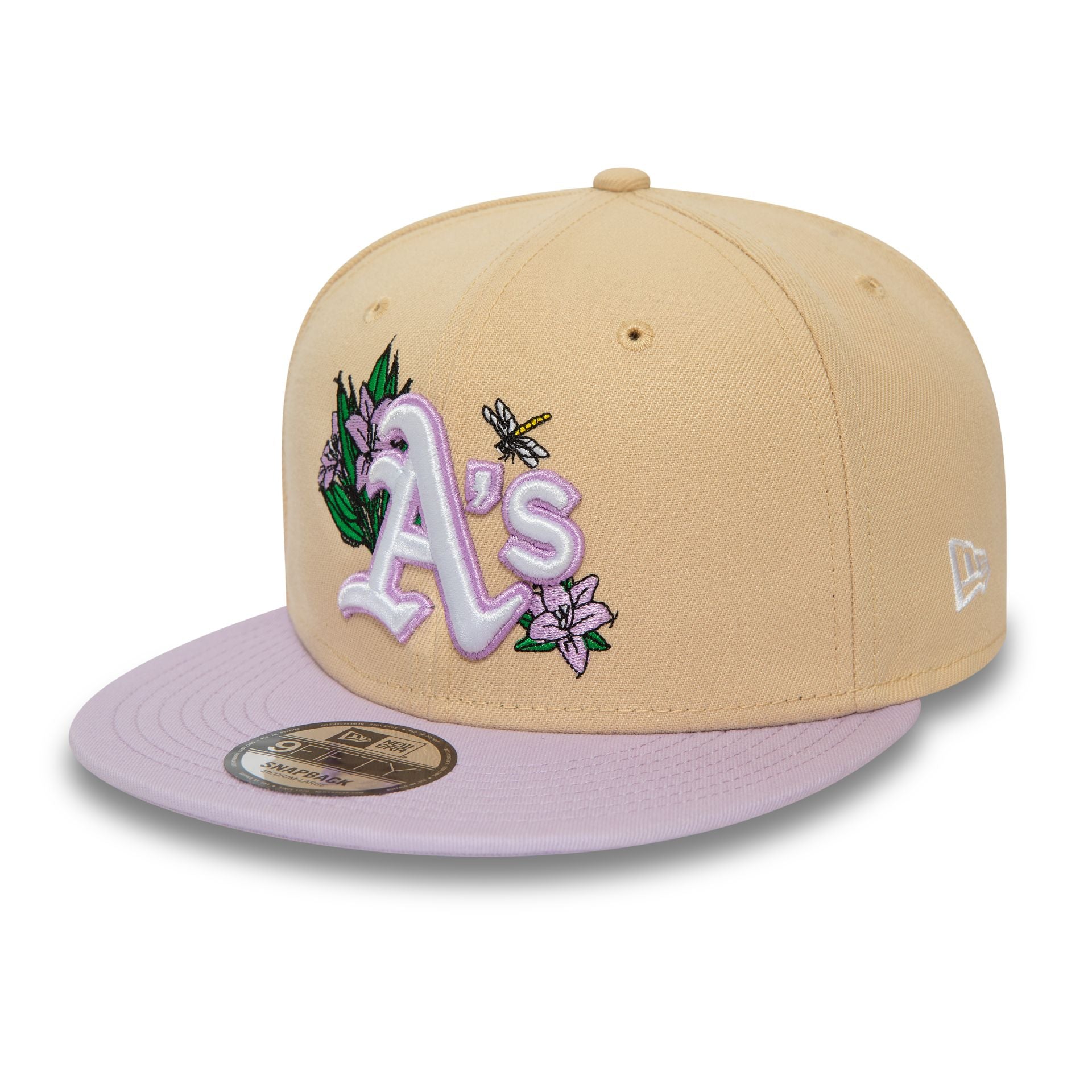 This is a Oakland Athletics MLB Floral Light Beige 9FIFTY Snapback Cap 1