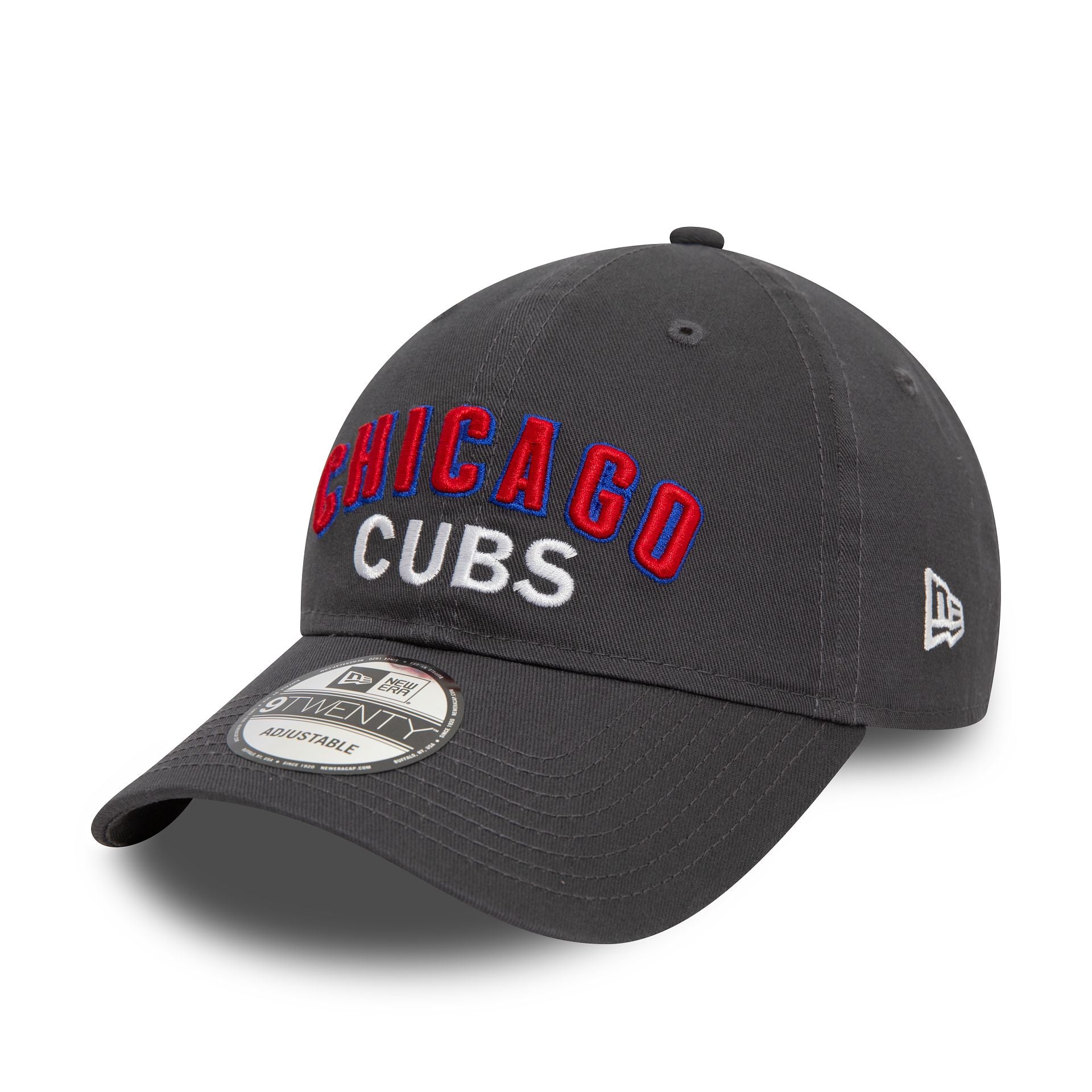 This is a Chicago Cubs MLB Wordmark Dark Grey 9TWENTY Adjustable Cap 1