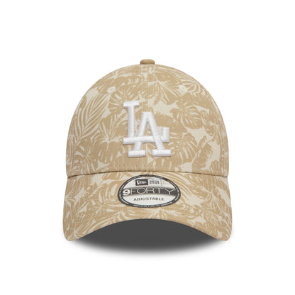 This is a LA Dodgers MLB Summer All Over Print Light Beige 9FORTY Adjustable Cap 2