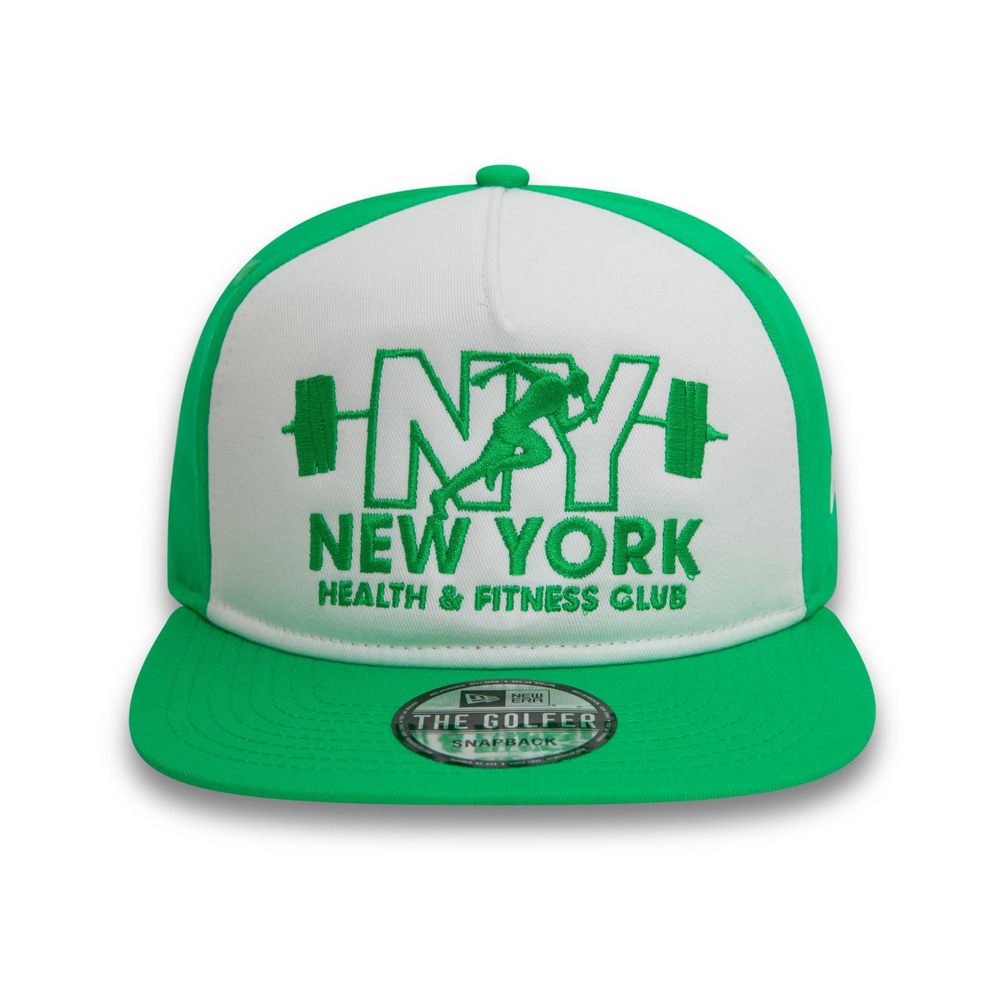 This is a New Era Health And Fitness Club Graphic Green Golfer Cap 2