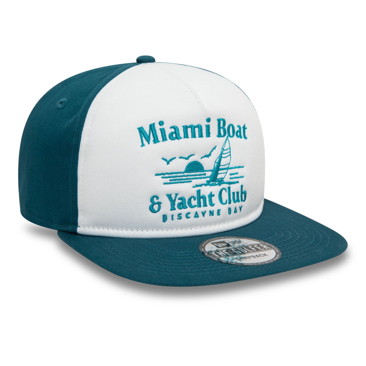 This is a New Era Miami Boat And Yacht Club Graphic Blue Golfer Cap 3