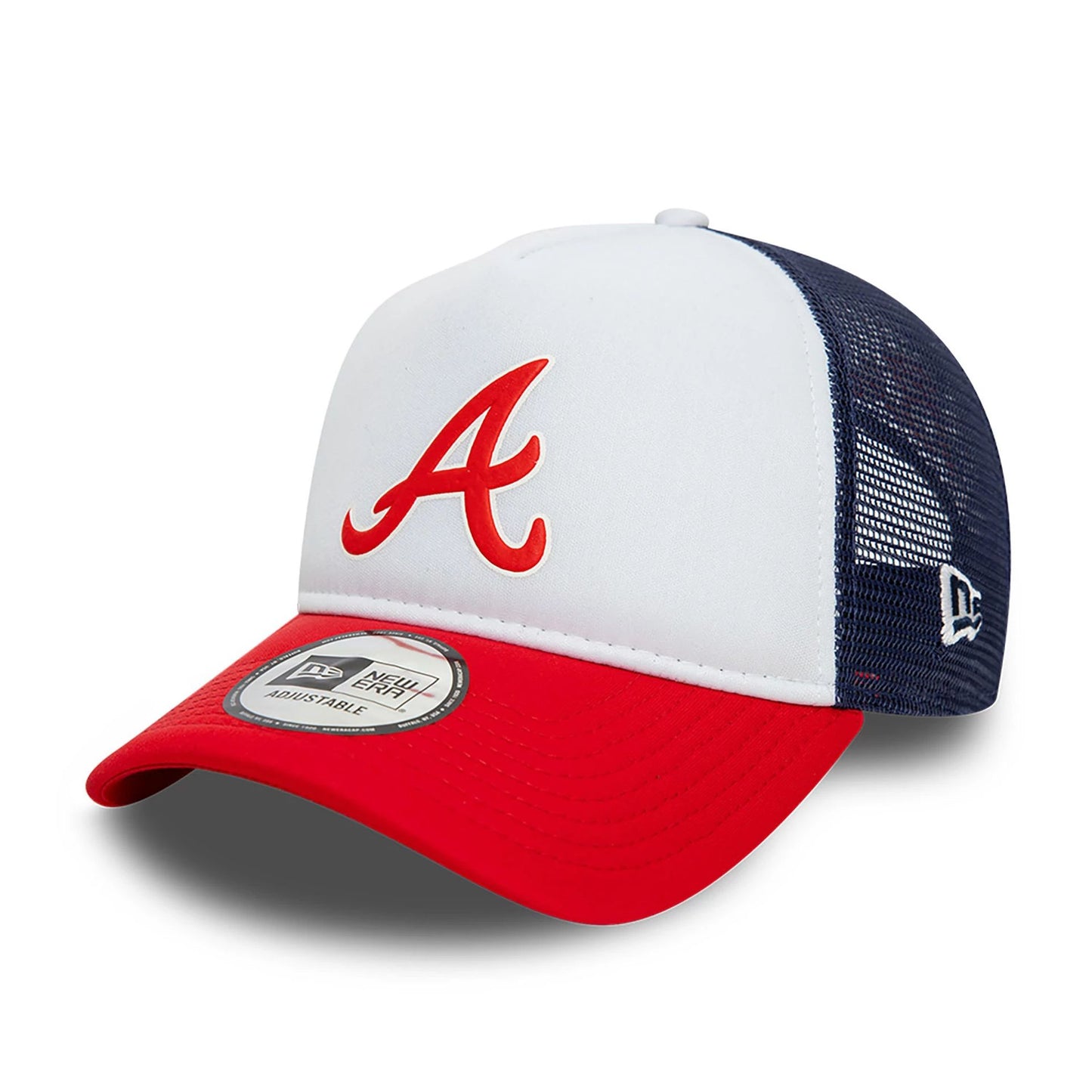 This is a Atlanta Braves MLB Logo Red A-Frame Trucker Cap 1